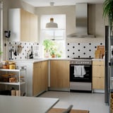 KNOXHULT Cocina de esquina, efecto roble