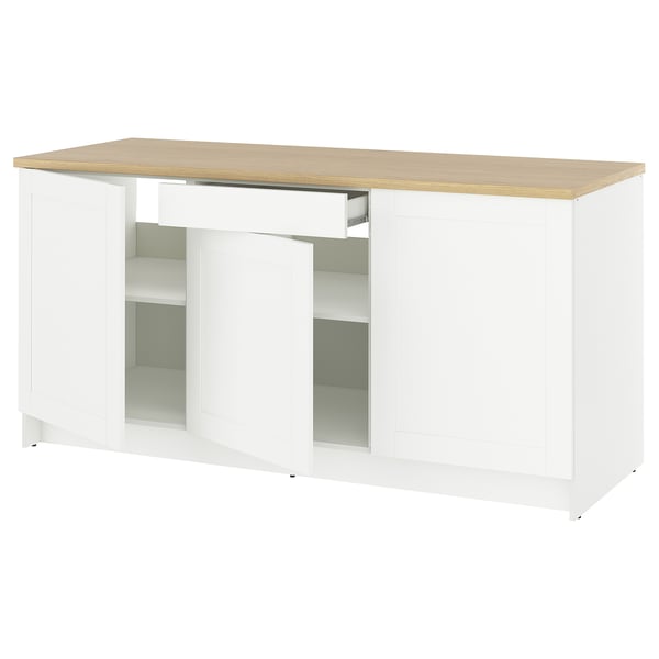 KNOXHULT Gabinete bajo con puertas y cajón, blanco Estructura, 182.9x61.0x91.4 cm