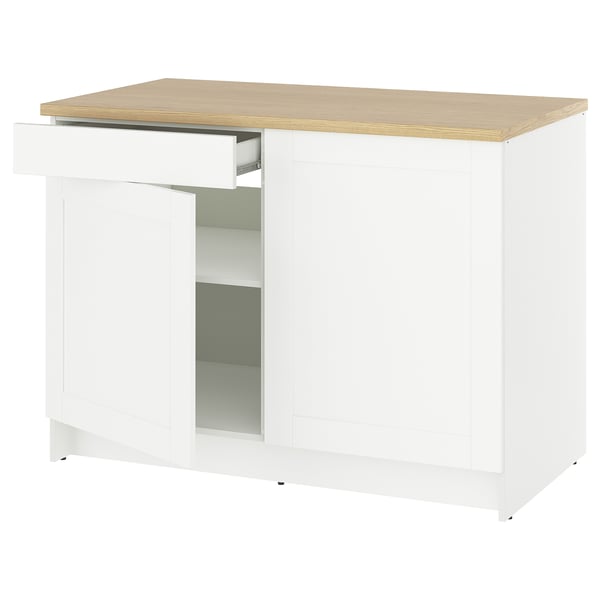 KNOXHULT Gabinete bajo con puertas y cajón, blanco Estructura, 121.9x61.0x91.4 cm