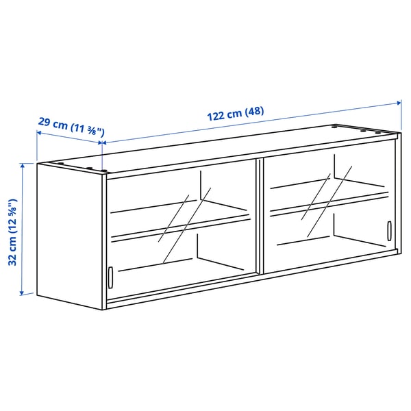 KNOXHULT Gabinete pared +puertas corredizas, blanco, 1219x290x317 mm