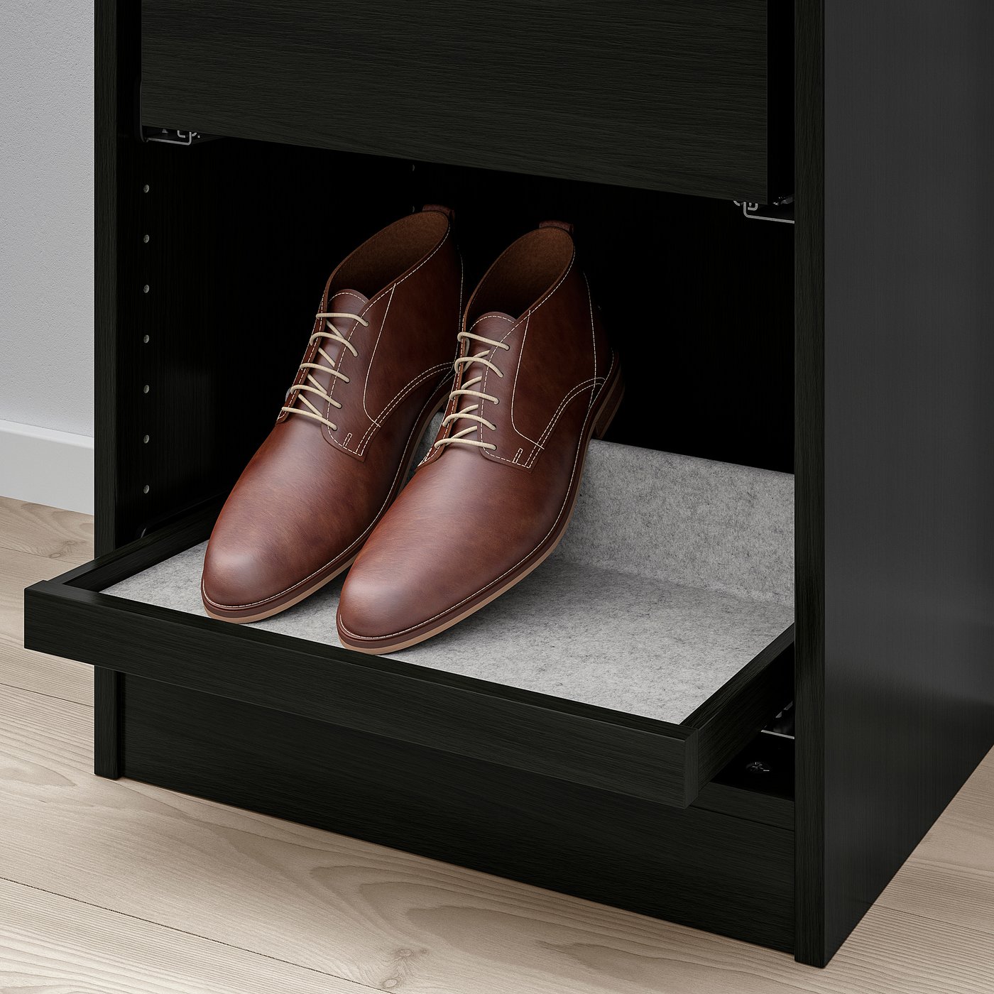 KOMPLEMENT Bandeja extraíble y zapatero negrocafé/gris claro IKEA