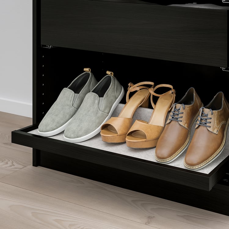 KOMPLEMENT Bandeja extraíble y zapatero, negrocafé/gris claro, 75x35 cm IKEA