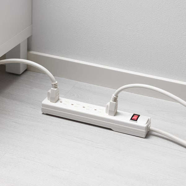 KOPPLA Base de 6 enchufes con interruptor, con toma de tierra blanco, 0.5 m