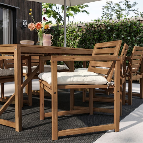 KUDDARNA Cojín para silla, exterior, gris claro/beige, 50x50 cm
