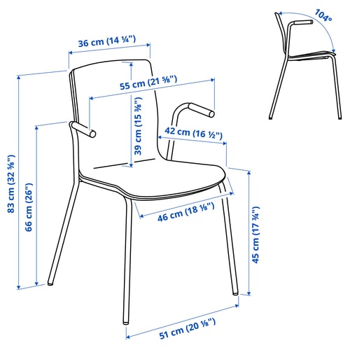 LÄKTARE Silla sala de juntas, chapa abedul/blanco