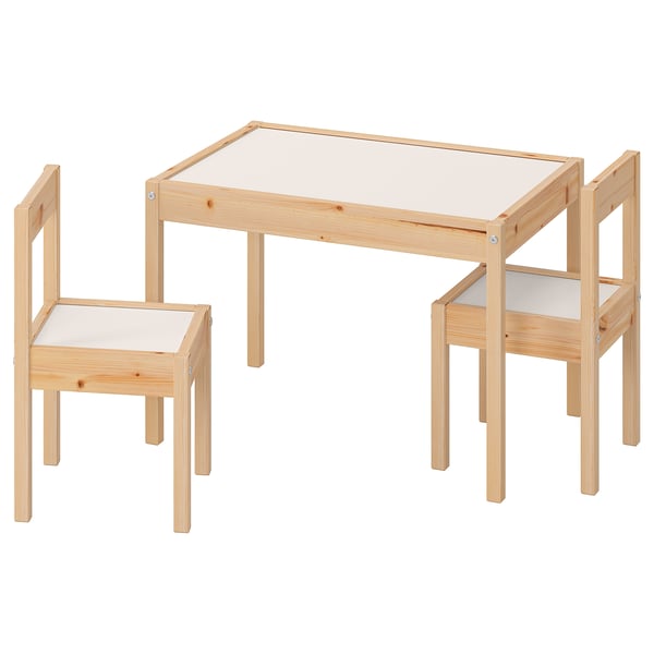 LÄTT Mesa para niños con 2 sillas, blanco/pino - IKEA Mexico