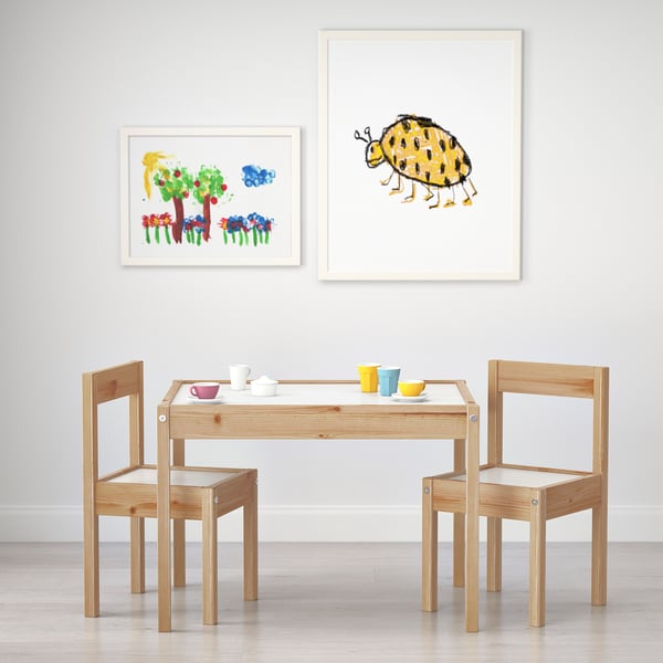 LÄTT Mesa para niños con 2 sillas, blanco/pino - IKEA Mexico