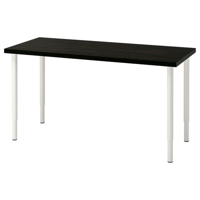 LAGKAPTEN / OLOV Escritorio, negro-café/blanco, 140x60 cm