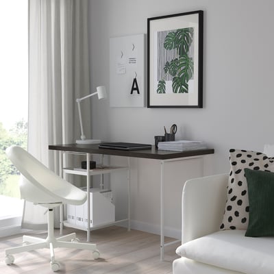 LAGKAPTEN / SPÄND Escritorio, negro-café/blanco, 120x60 cm