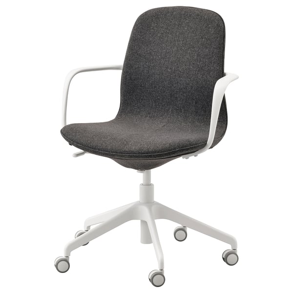 LÅNGFJÄLL Silla sala de juntas c/reposabrazos, Gunnared gris oscuro/blanco