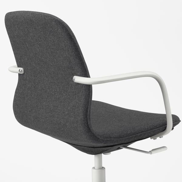 LÅNGFJÄLL Silla sala de juntas c/reposabrazos, Gunnared gris oscuro/blanco