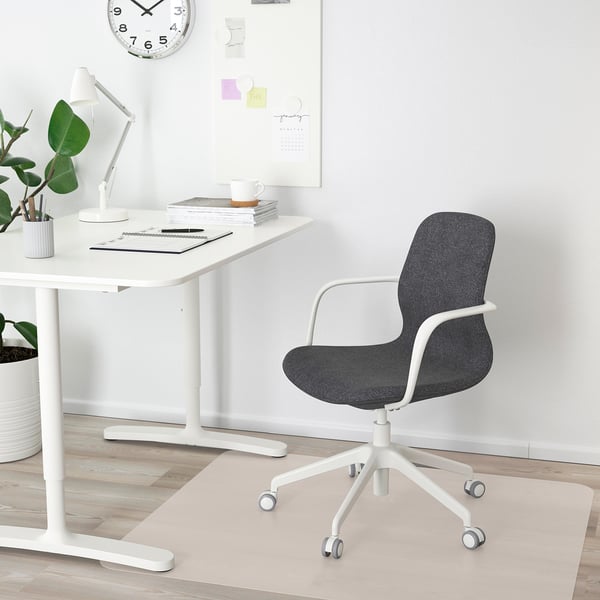 LÅNGFJÄLL Silla sala de juntas c/reposabrazos, Gunnared gris oscuro/blanco