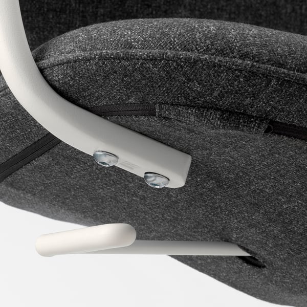 LÅNGFJÄLL Silla sala de juntas c/reposabrazos, Gunnared gris oscuro/blanco