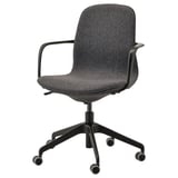 LÅNGFJÄLL Silla sala de juntas c/reposabrazos, Gunnared gris oscuro/negro