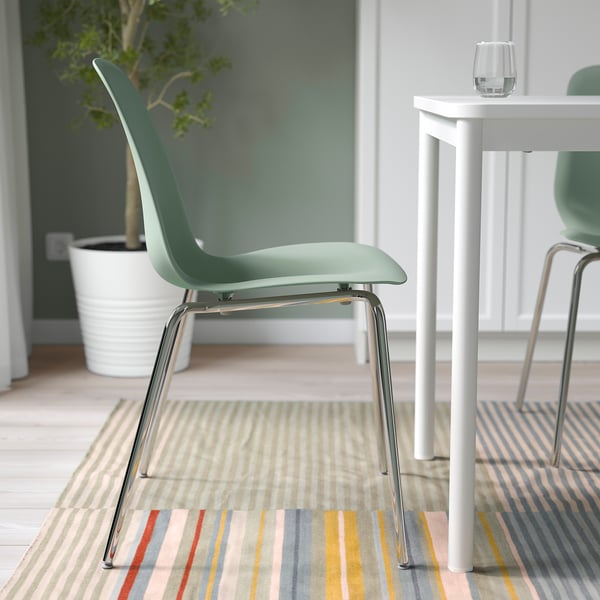 LIDÅS Silla, verde/Sefast cromado