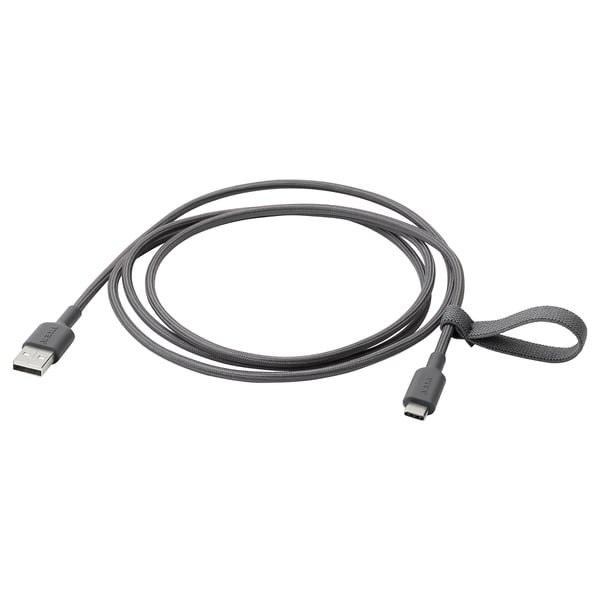 LILLHULT USB-A a USB-C, gris oscuro, 1.5 m