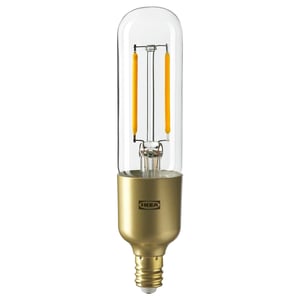 LUNNOM Bombilla LED E12 200 lumen, atenuable/forma de tubo vidrio incoloro, 25 mm