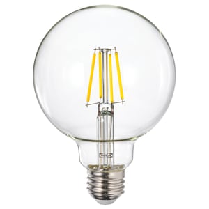 LUNNOM Bombilla LED E26 450 lumen, atenuable/forma de globo vidrio incoloro, 95 mm