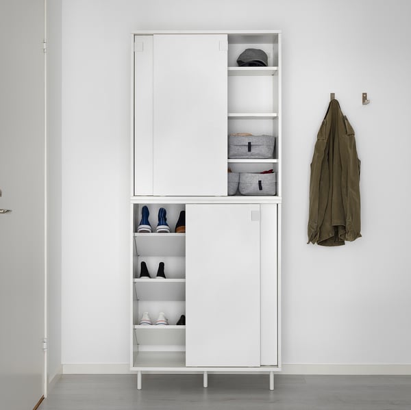 MACKAPÄR Zapatero con almacenaje, blanco, 80x35x102 cm