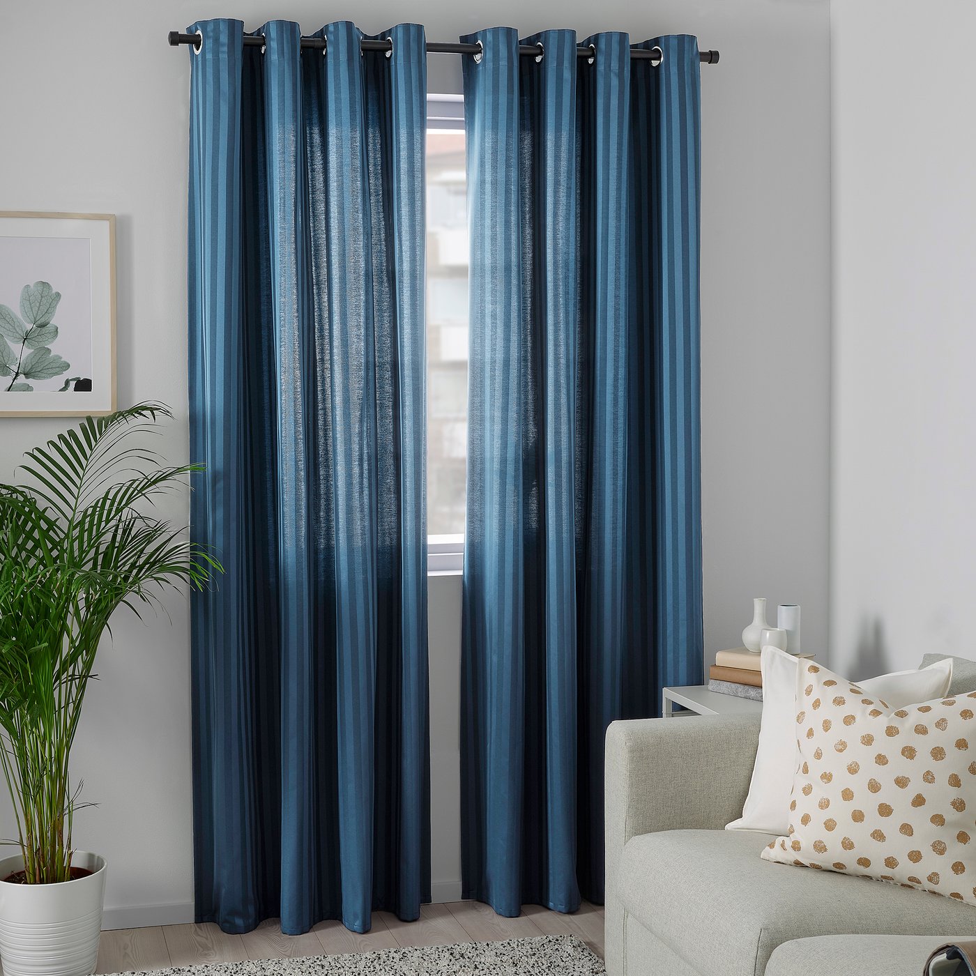 majrid cortinas oscuras 1 par azul 145x250 cm