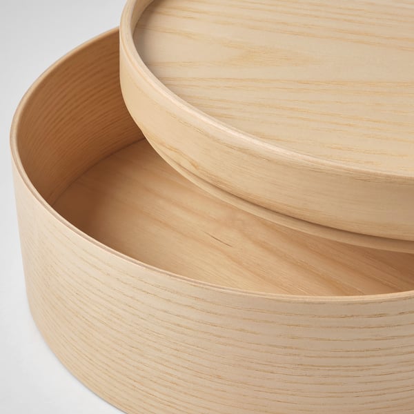 MALLGRODA Caja con tapa, chapa fresno, 25x10 cm - IKEA