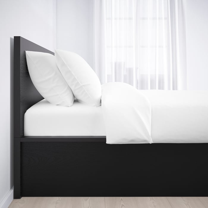 MALM Cama con almacenamiento inferior, negro-café, Matrimonial - IKEA