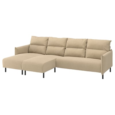 MANNARP Sofá de 4 plazas c/chaise longue, Saxemara beige grisáceo