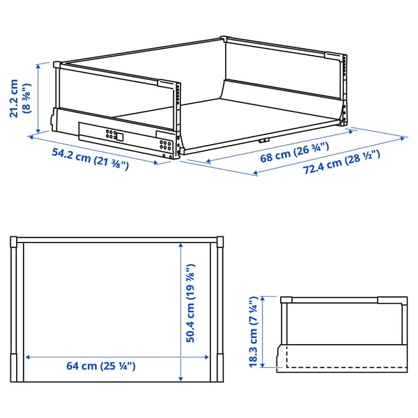 MAXIMERA Cajón alto, blanco, 76x61 cm