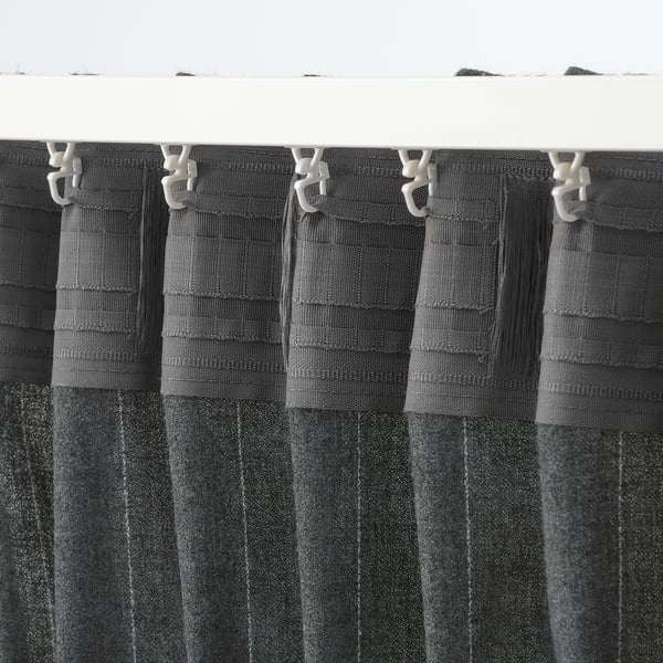 mildrun cortinas 1 par gris oscuro rayas 145x250 cm