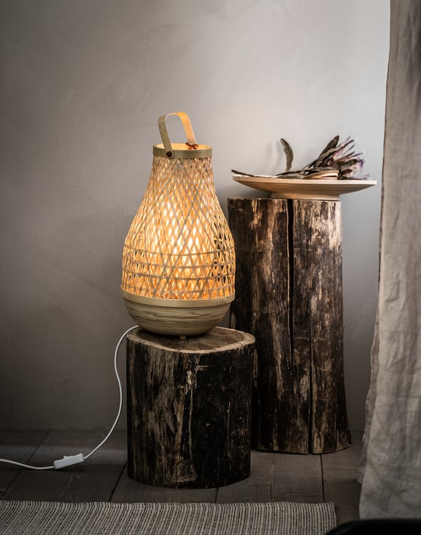 MISTERHULT Lámpara de mesa, bambú/a mano, 36 cm - IKEA