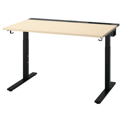 MITTZON Escritorio, chapa abedul/negro, 120x80 cm