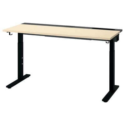 MITTZON Escritorio, chapa abedul/negro, 140x60 cm