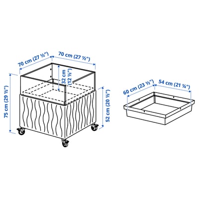 MITTZON Jardinera acústica con ruedas, Gunnared beige, 70x70x75 cm