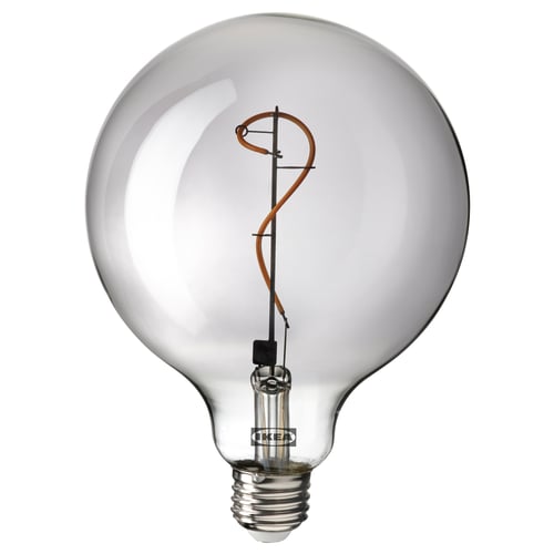 MOLNART Bombilla LED E26 140 lumen, globo vidrio transparente gris, 125 mm