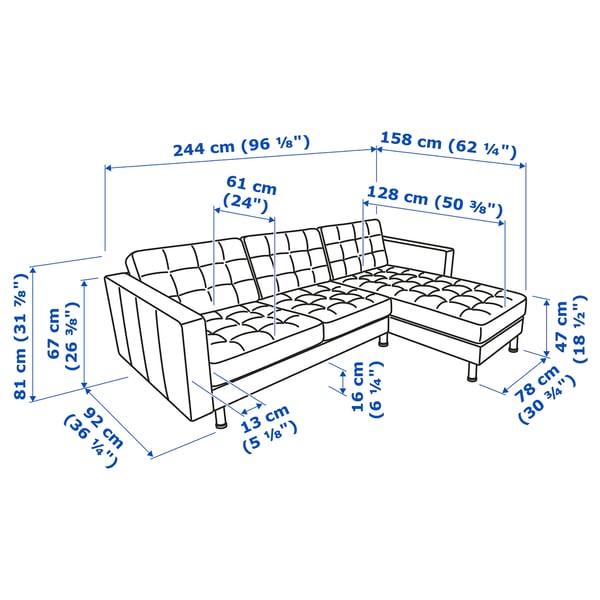 MORABO Sofá con 3 asientos, +chaiselongue/Grann/Bomstad negro/madera