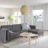 MORABO Sofá con 3 asientos, +chaiselongue/Gunnared gris oscuro/madera