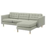 MORABO Sofá con 3 asientos, +chaiselongue/Gunnared verde claro/madera