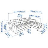 MORABO Sofá con 3 asientos, +chaiselongue/Gunnared verde claro/madera