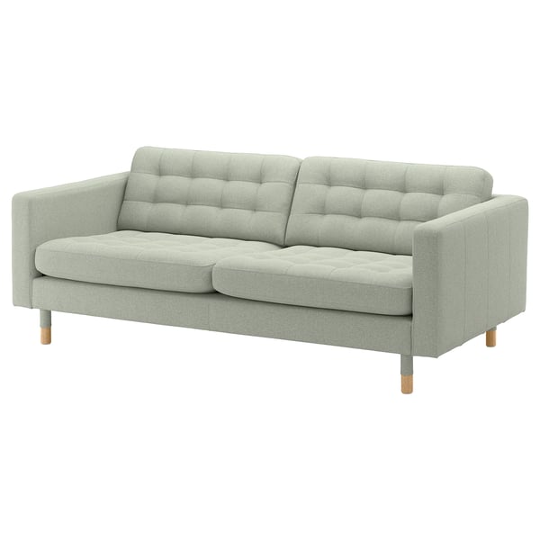 MORABO Sofá con 3 asientos, Gunnared verde claro/madera