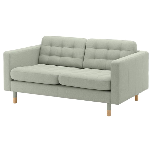 MORABO Sofá de 2 asientos, Gunnared verde claro/madera