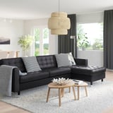 MORABO Sofá de 4 asientos c/chaise longue, Grann/Bomstad negro/metal