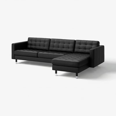 MORABO Sofá de 4 asientos c/chaise longue, Grann/Bomstad negro/metal
