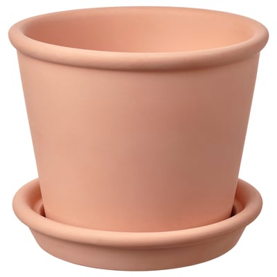 MUSKOTBLOMMA Maceta con plato, int/ext terracota, 12 cm