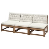 NÄMMARÖ Sofá modular 3 asientos jardín, tinte café claro/Kuddarna gris claro/beige