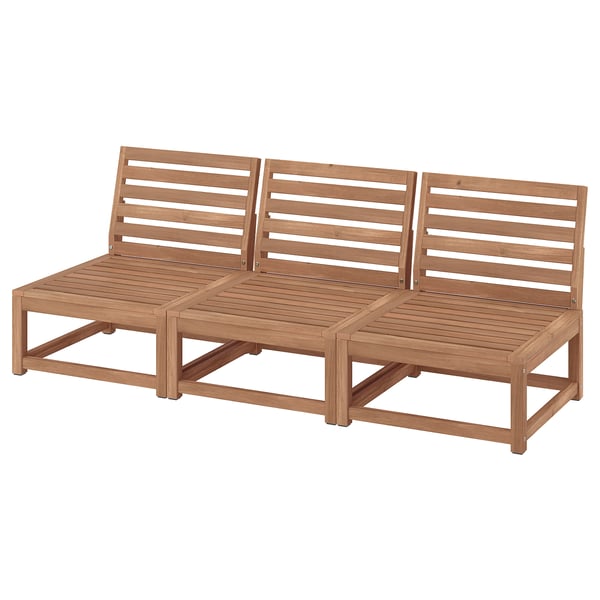 NÄMMARÖ Sofá modular 3 asientos jardín, tinte café claro