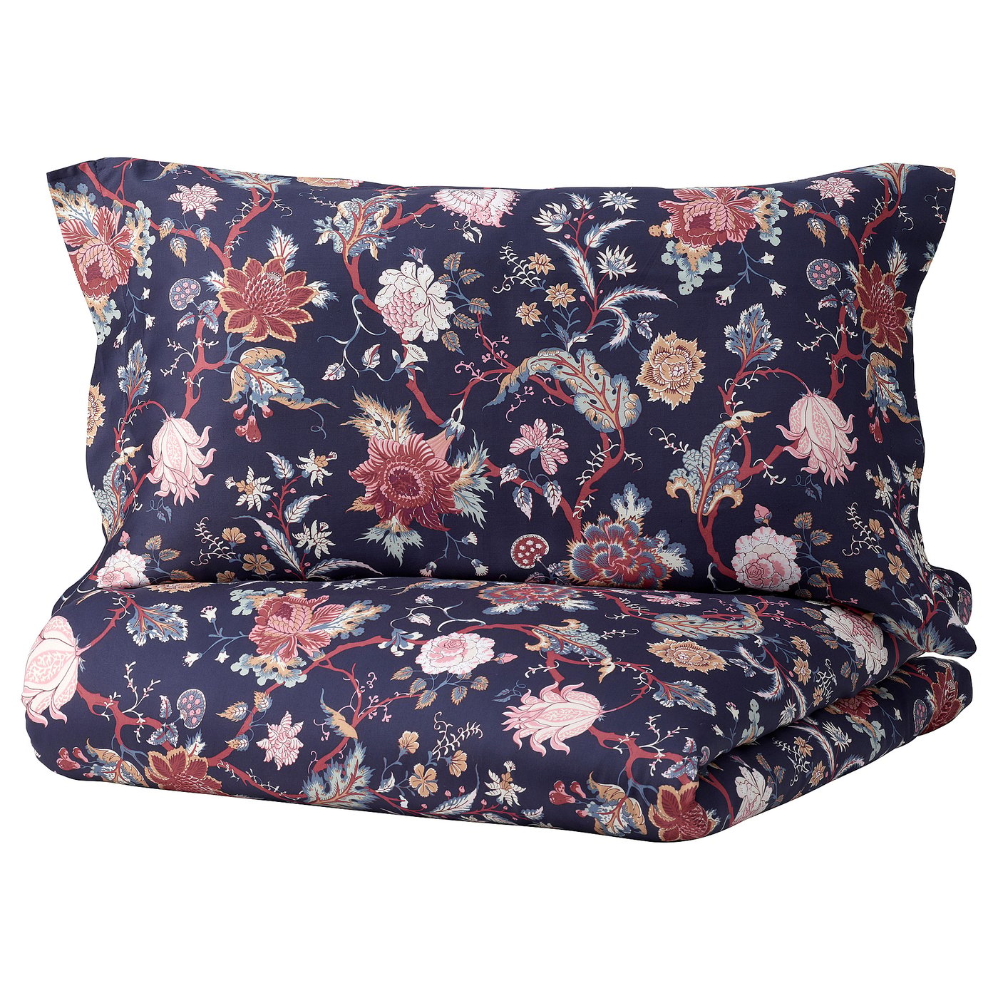 NÄSSELKLOCKA Funda nórdica +funda(s) de almohada, azul oscuro/multicolor, King - IKEA Mexico