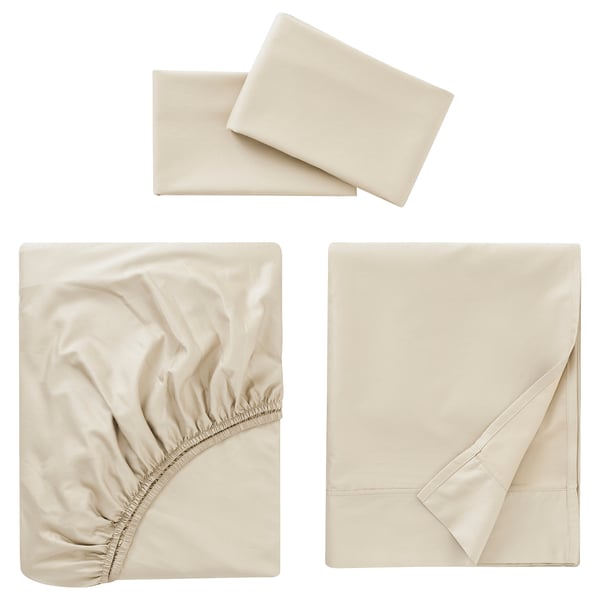 NATTJASMIN Juego de sábanas, beige claro, Matrimonial