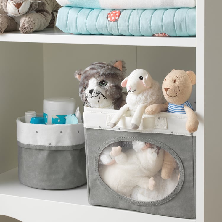 NÖJSAM Caja y canasta, gris, 25x37x22 cm - IKEA