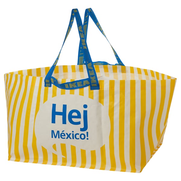 NYPÄRA Bolsa, grande, blanco amarillo/con diseño, 71 l