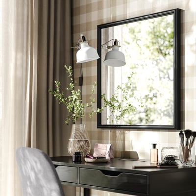 NYPONBUSKE Espejo, negro, 65x65 cm